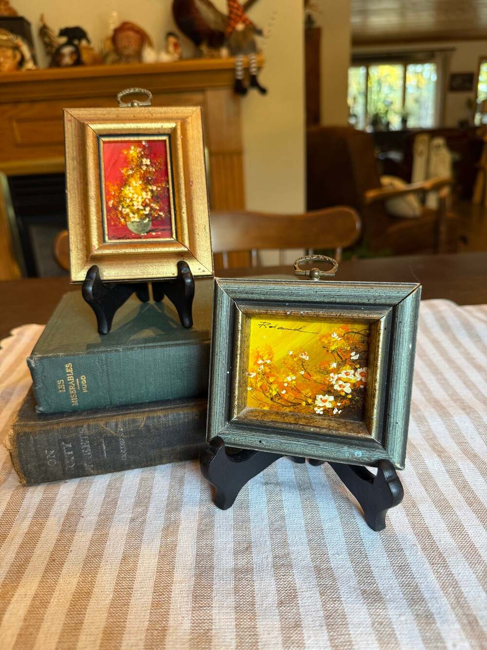 Set VTG Original Mini Floral Oil Paintings Romania/American artist Roland Partos